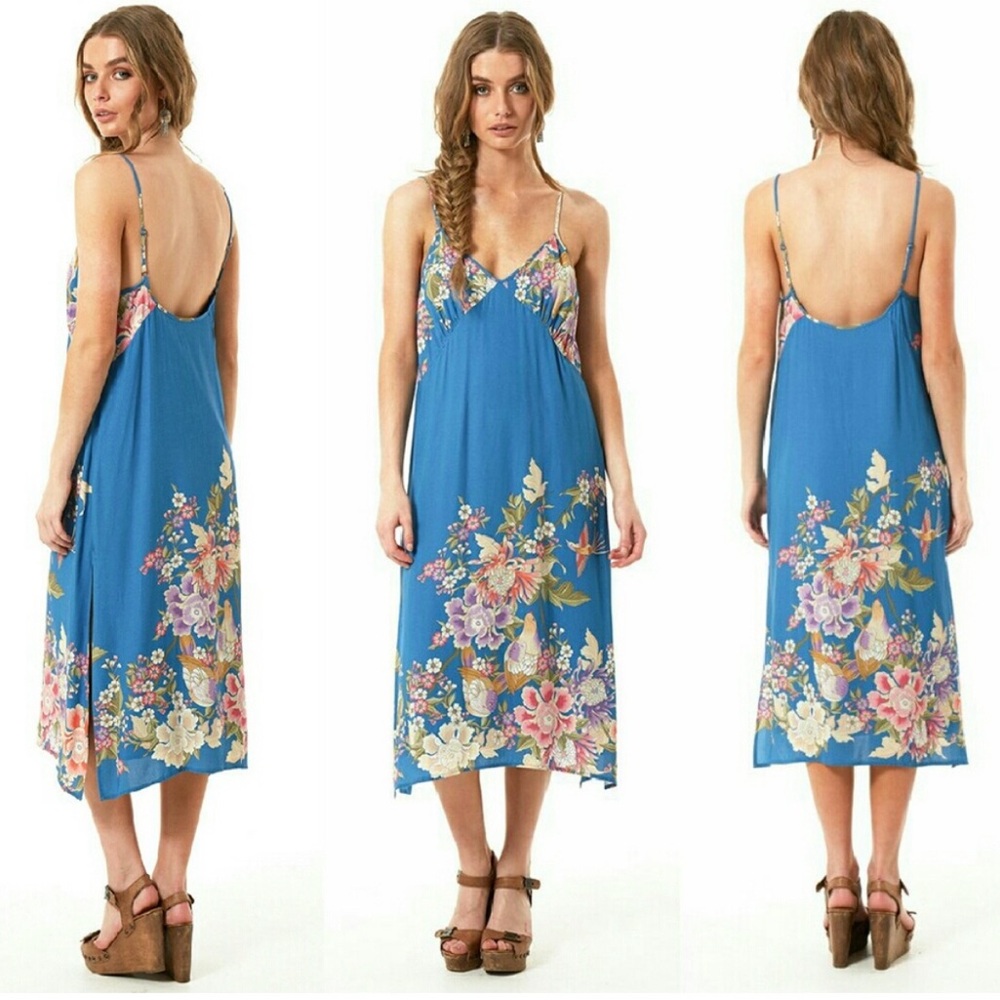 Spell blue skies slip dress S